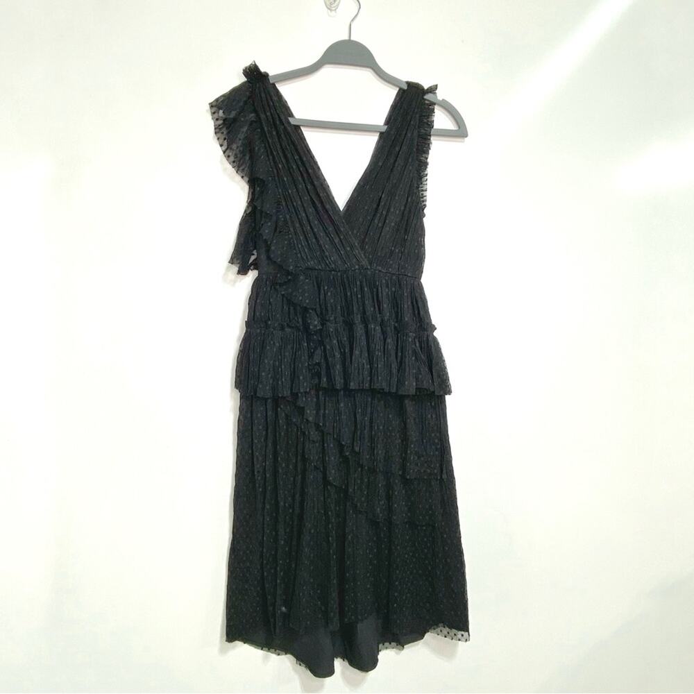 Joie Johnesha Black Swiss Dot Lace V Neck Sleeveless Dress 0